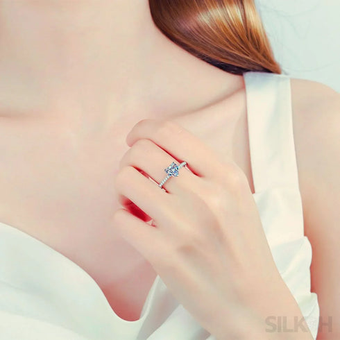 Heart Shaped Moissanite Promise Ring for Her Eda